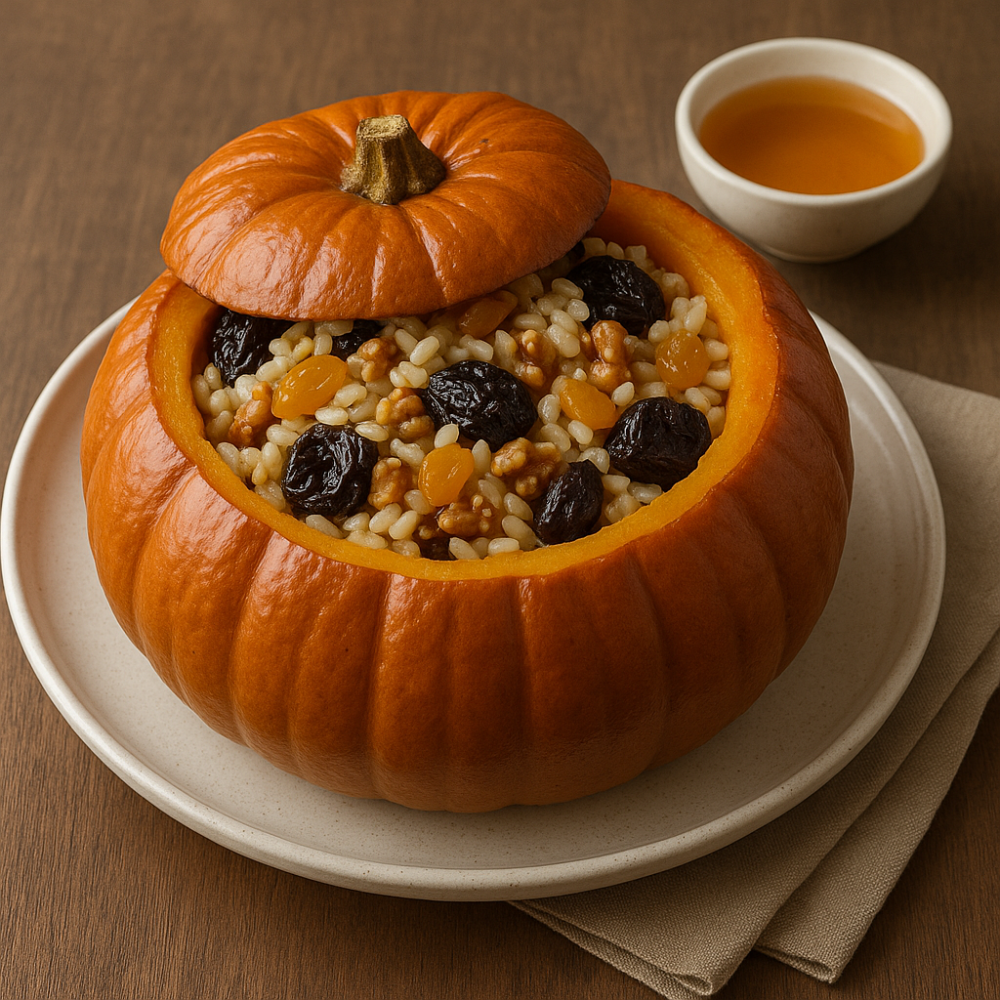 Ghapama – Potiron Farci au Riz et Fruits Secs